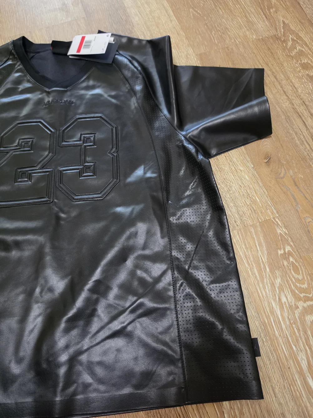 Nike Air Jordan 23 Vegan Leather Black Jersey Shirt Mens SZ 